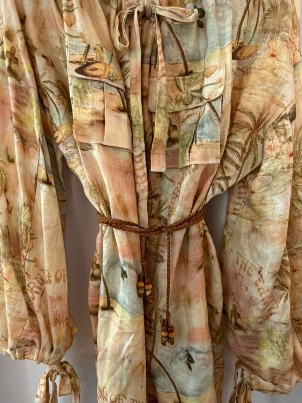 Zimmermann Pastel Multicolor Tropical Print Midi Dress